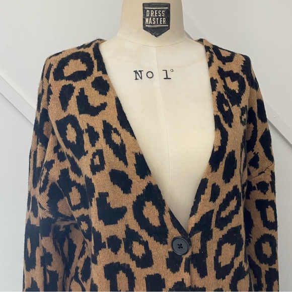 Aritzia Sunday Best Sylvia Alpaca Wool Blend Leopard Print Oversized Cardigan -S - Picture 5 of 15